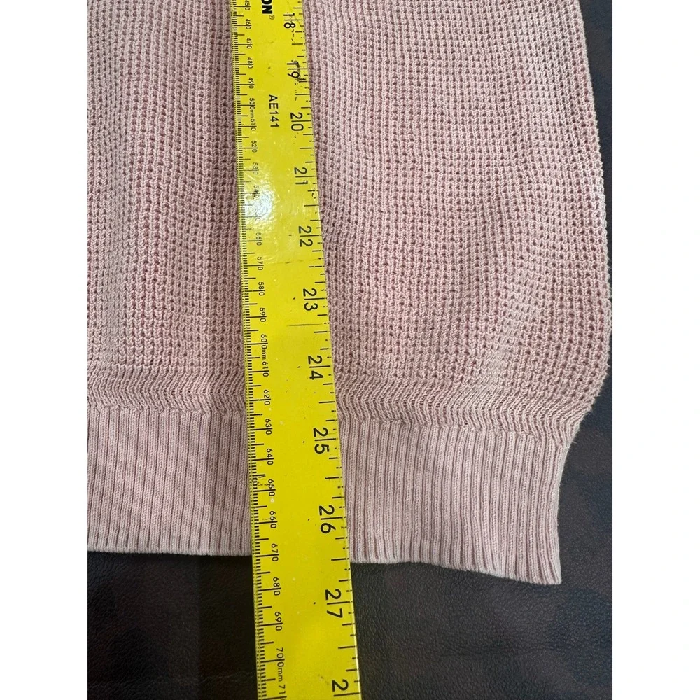 Faherty Brand Pink Organic Cotton Waffle Knit Crewneck Sweater Womens Medium